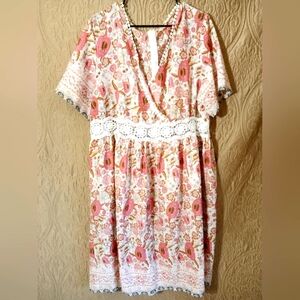 Women's 2x floral lace boho dress boutique